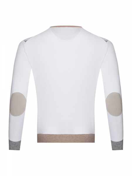 Джемпер, круглый ворот, длинный рукав, SF, ромб (190, Белый/Серый, 56 - XXL     рукав 62 см)