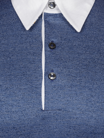 Поло Schiatti, белыq воротник, кор/рукав, пунктир (3506, Джинсовый, 56 - XXL     рукав 26 см)