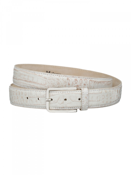 Ремень, Sforza (0420, Белый/Бежевый, 140 см, (3,5 см))
