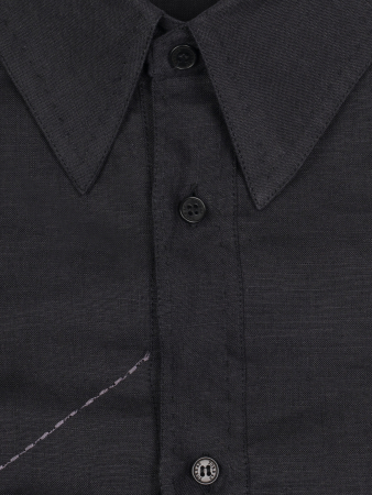 Сорочка, Torras, casual, кор. рук., однотон., льняная (02100, Черный, 62)