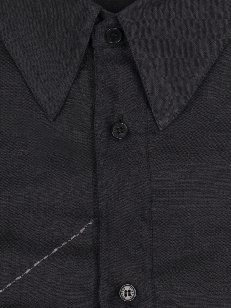 Сорочка, Torras, casual, кор. рук., однотон., льняная (02100, Черный, 62)