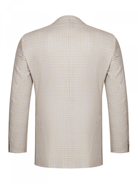 Пиджак, средне-притал., одноборт., клетка, 2 пуг. (16640, Бежевый/Голуб., 54 , R)