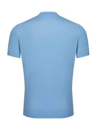 Поло на молния, короткий рукав, однотонное-сетка (016, Голубой, 58)