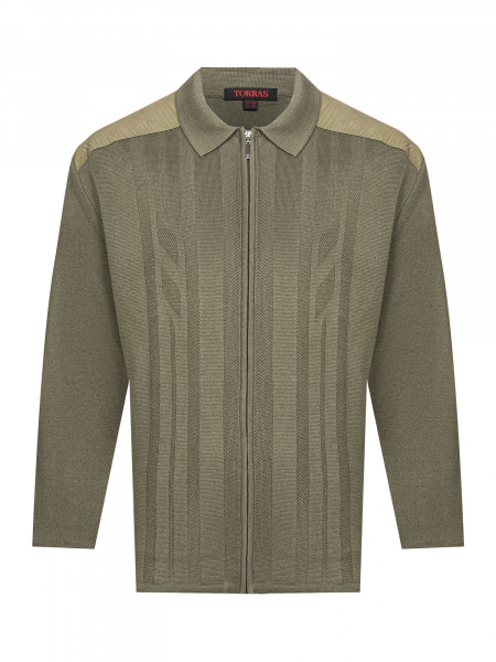 Кардиган  на молнии, с ворот.,  дл/рук., кож.вставки на плече (00892, Зеленый, 64)