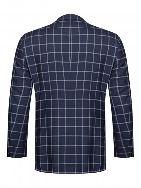 Пиджак, средне-притал., однобортный, клетка, 2 пуг. (16888, Темно-синий, 54, R)