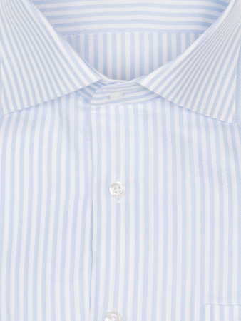 Сорочка, длинный рукав, классика, запонки, полоска (200, Голубой, 45/46)