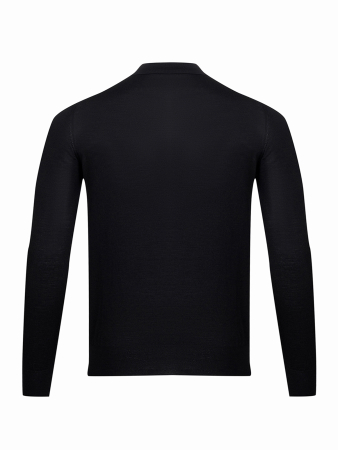 Поло на пуговицах,  однотон., дл/рукав (002, Черный, 50)