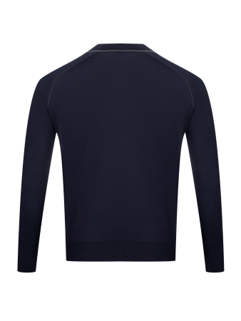 Поло на молнии, дл/рукав, кант на воротнике (824, Т-синий Серый кант, 58 )