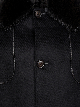 Пальто, съемная меховая подстёжка , съемный мех. воротник (00510, Черный, 60 - 4XL )