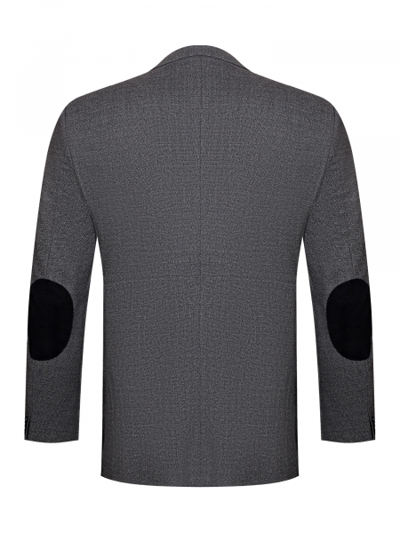 Пиджак, средне-притал., одноборт., фактур., 2 пуг., заплатки на рук. (00002, Темно-серый, 48, 4)