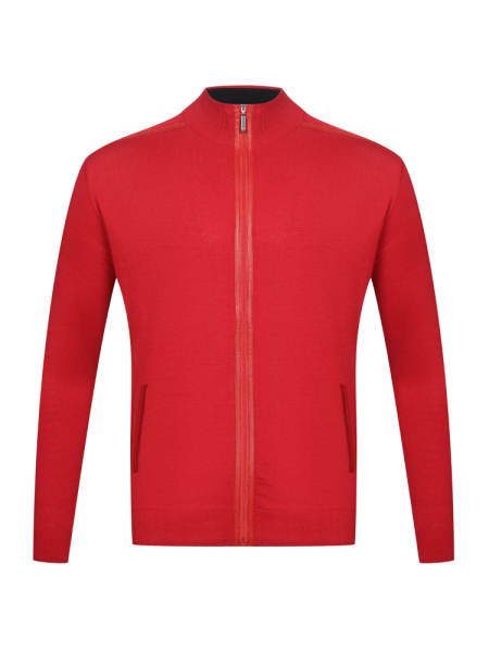 Кардиган на молнии,  длинный рукав, однотонный (00023, Вишня, 48 - S  рукав 64 см)