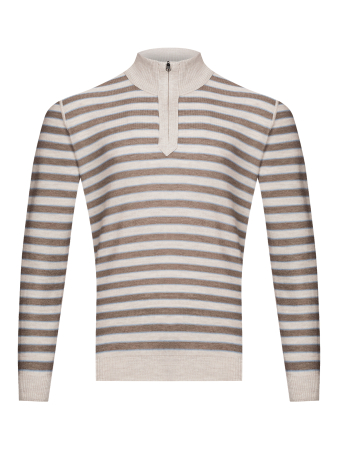 Джемпер, стойка, молния, в полоску (369, Серый, 58 - 3XL     )