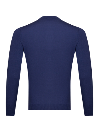 Поло, на пуговицах, длин. рукав, однотон. (94171, Синий, 52 )