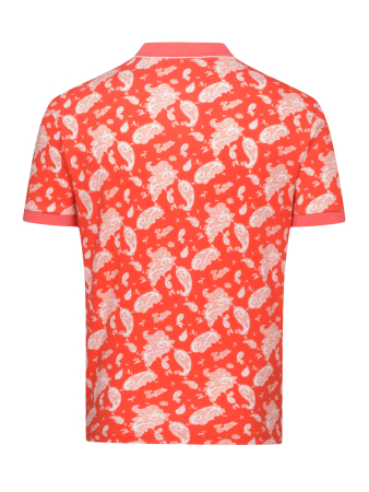 Поло, короткий рукав, узор - огурец (202, Коралловый/Белый, 56 - XXL рукав 22 см)