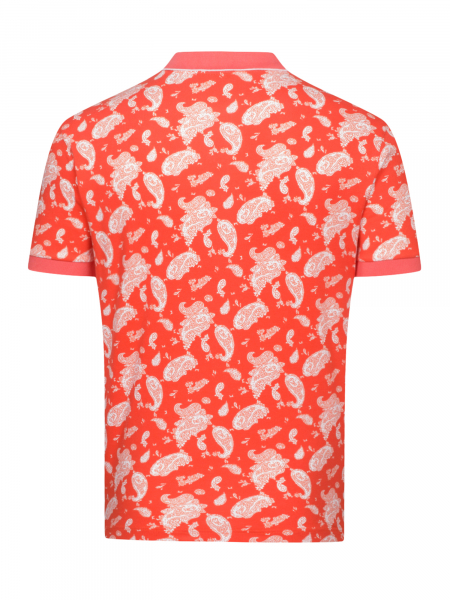 Поло, короткий рукав, узор - огурец (202, Коралловый/Белый, 56 - XXL рукав 22 см)