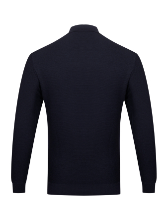 Поло, на пуговицах, длин.рукав, в полоску (00027, Темно-синий, 56 - XXL)