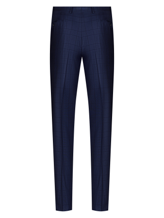 Брюки, Ravazzolo, средне-притал., без защипов, однотон., клетка (16744, Темно-синий, 56 , L)