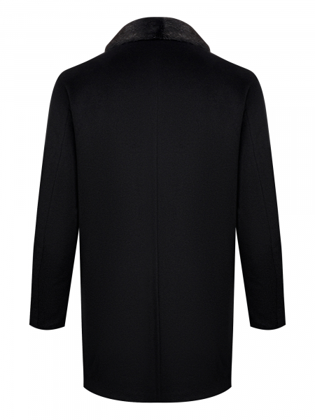 Пальто, Gallotti, длинное, кашемир, нутрия (999, Черный, 56 - XXL)