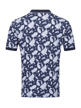 Поло, короткий рукав, узор - огурец (206, Т-синий/Белый, 56 - XXL  рукав 22 см)