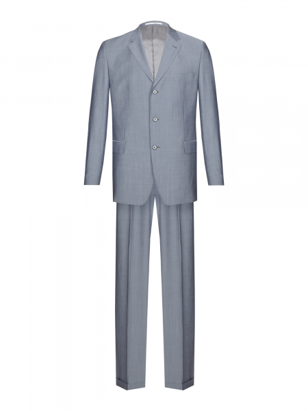Костюм, S.M.T., классика, 3 пуг., одноборт., брюки с защип. (00001, Голубой, 44, 6)