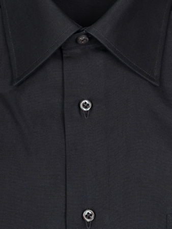 Сорочка, Ravazzolo, однотонная, длинный рукав (010, Черный, 46)