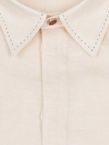 Сорочка, Torras, casual, длин. рук., однотон., льняная (00021, Бежевый, 50)