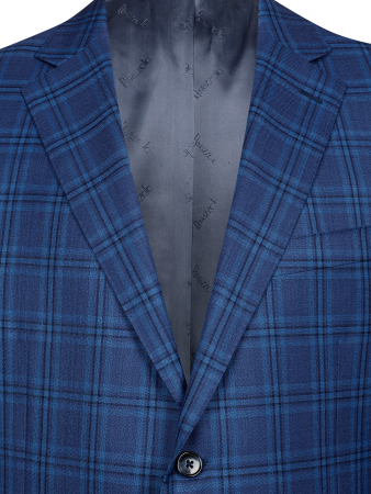 Пиджак, средне-притал., однобортный, клетка, 2 пуг. (16086, Синий, 56 , R)