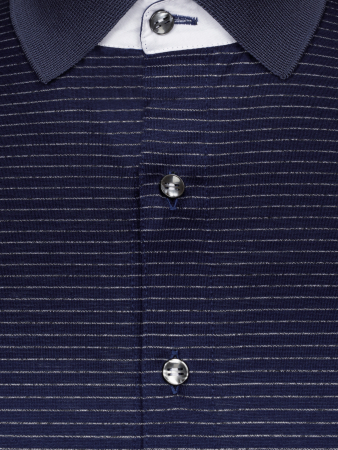 Трикотажн. сорочка  на пугов., дл/ рукав , на резинке,  в полоску (3606, Темно-синий, 54 - XL)