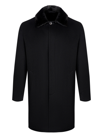 Пальто, Gallotti, длинное, кашемир, нутрия (999, Черный, 56 - XXL)