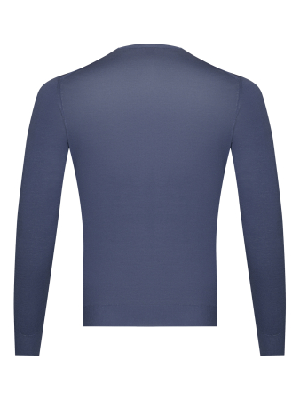 Джемпер, круглый ворот,  длинный рукав, однотонный (010, Синий, 56 - XXL  рукав 63 см)