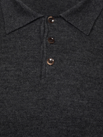 Поло, на пуговицах, длин. рукав (27, Темно-серый, 48 - S)