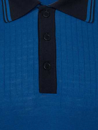 Поло на пуговицах,  короткий рукав, контрастный ворот (00030, Синий/Т-синий, 48 - S  рукав 24 см)