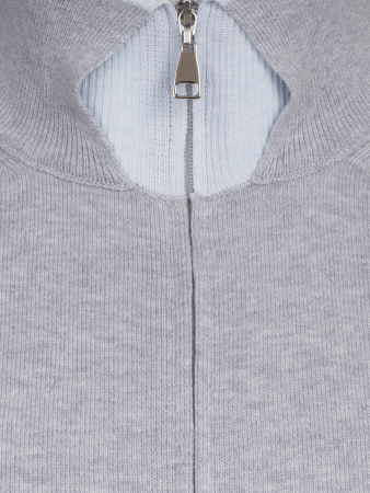 Кардиган , ворот-стойка на молнии, длинный рукав (20971, Серый/Голубой, 56 - XXL  рукав 62 см)