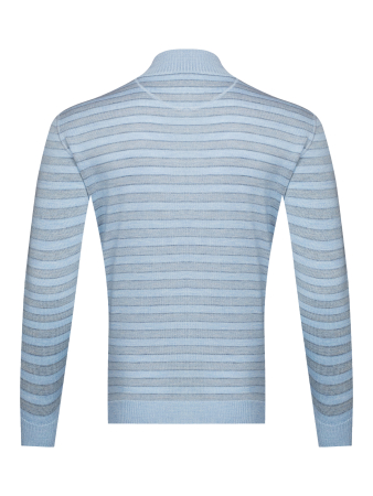 Джемпер, стойка, молния, в полоску (367, Голубой, 58 - 3XL     )