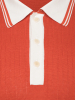 Поло на пуговицах,  короткий рукав, контрастный ворот (00028, Морковный/Молоч., 54 - XL  рукав 24 см)