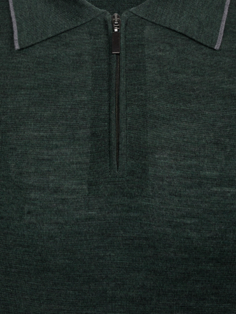 Поло на молнии, дл/рукав, кант на воротнике (829, Зеленый Серый кант, 50)