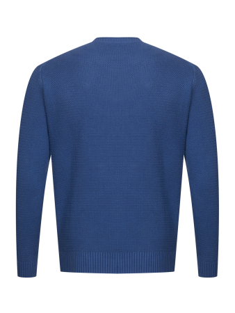 Джемпер, круглый ворот, длинный рукав, однотонный (080, Синий, 50)