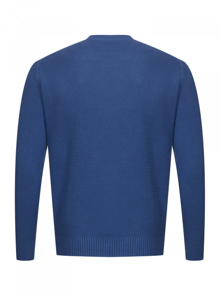 Джемпер, круглый ворот, длинный рукав, однотонный (080, Синий, 50)
