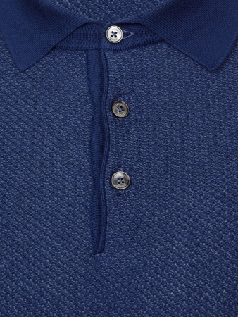 Поло, на пуговицах, кор/рук., рябь (177, Синий, 50)