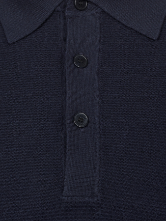 Поло, на пуговицах, длин.рукав, в полоску (00027, Темно-синий, 56 - XXL)