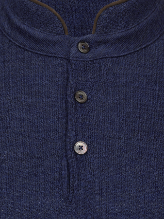 Поло, ворот стойка, пуговицы, однотон., дл/рукав (080, Синий, 50)