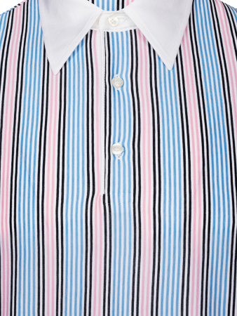 Поло  в полоску черн. ,синюю ,розовую, короткий  рукав (800, Белый, 52 - L  рукав 25 см)