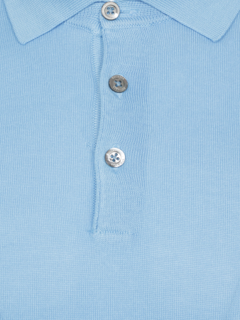Поло на пуговицах, короткий рукав, однотонное-полоска (016, Голубой, 50)