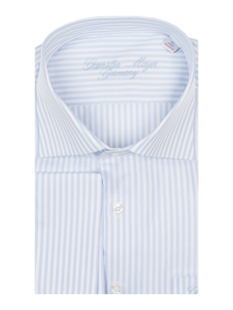 Сорочка, длинный рукав, классика, запонки, полоска (200, Голубой, 45/46)