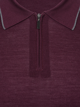 Поло на молнии, дл/рукав, кант на воротнике (828, Бордо Серый кант, 52 )