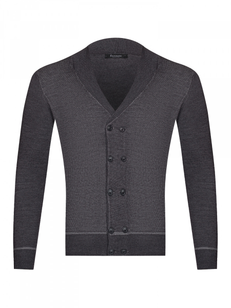 Кардиган, острый ворот, пуг., дл/рук. (121, Серый, 48)