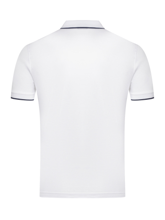 Поло однотонное, ворот с окантовкой, короткий рукав (001, Белый/Синий, 56 - XXL  рукав 26 см)