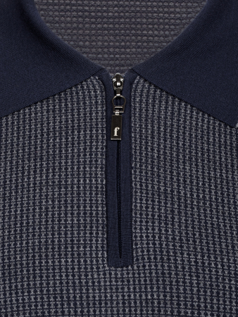 Поло, на молнии, стойка, рис. - лапки (410, Темно-синий, 50 - M)