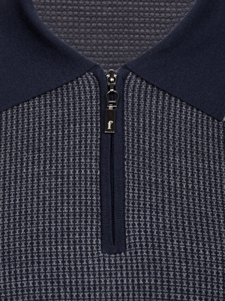 Поло, на молнии, стойка, рис. - лапки (410, Темно-синий, 50 - M)