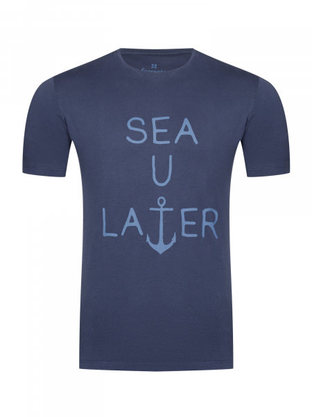 Футболка,  круглый вырез,  кор/рук.,однотон., (008, Синий, 48)